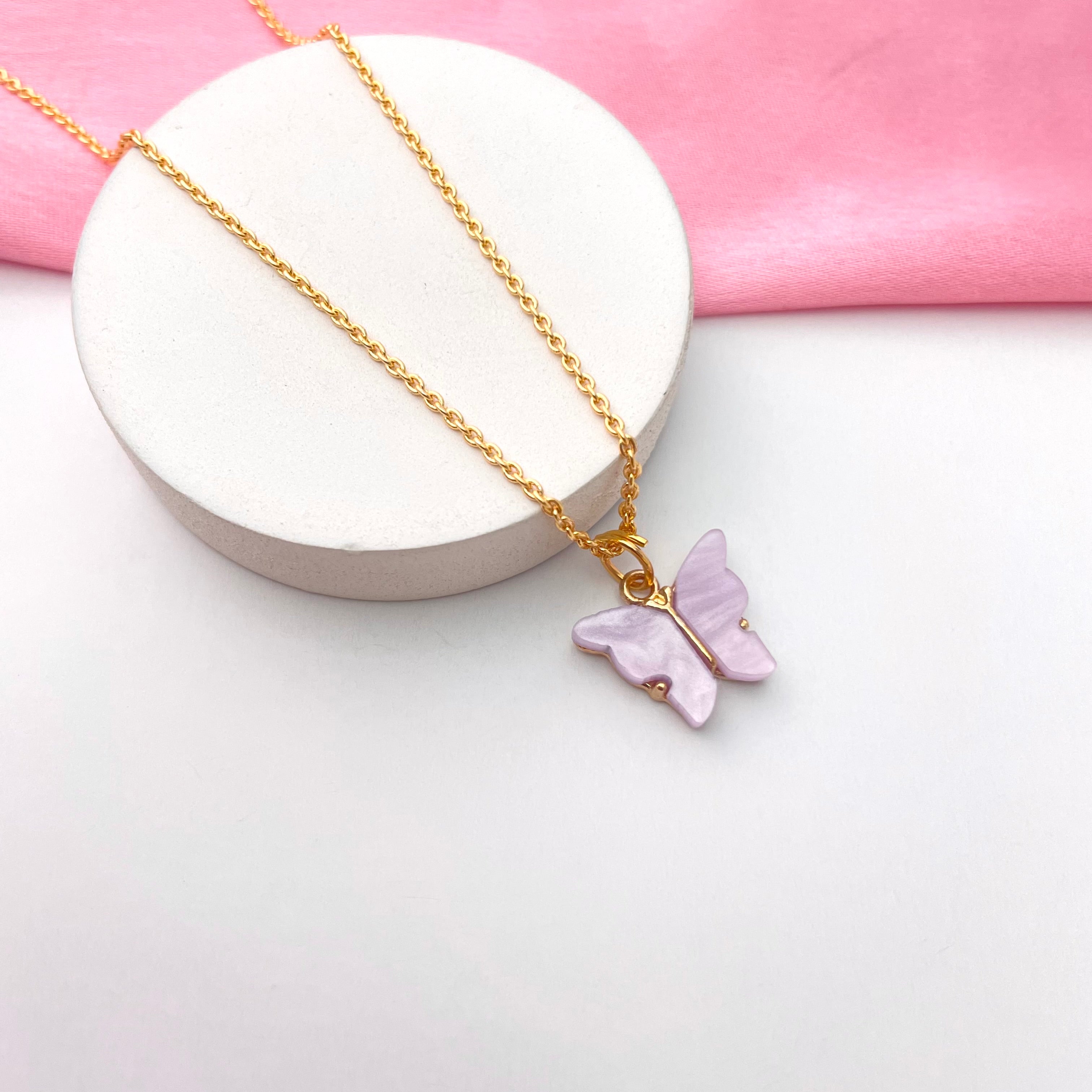 Tricolor Butterfly Necklace in 14K Gold | Helzberg Diamonds